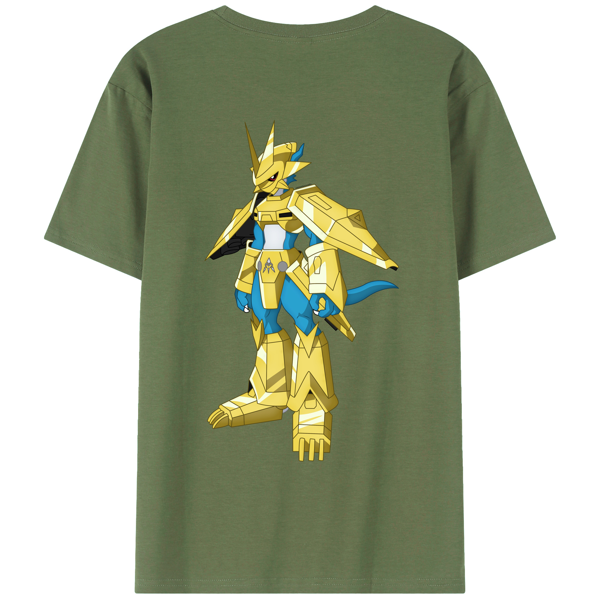 （画像用） Digimon デジタルモンスター/デジモン 綿100％ メンズ半袖Tシャツ（バックプリント） 通気性